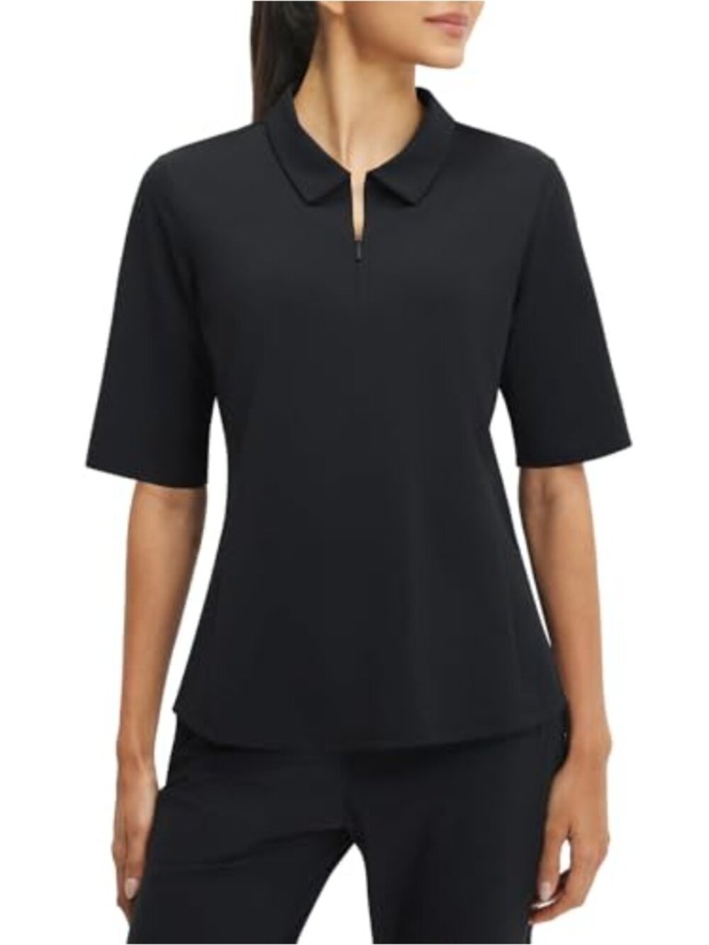 Womens Golf Polo Half Sleeve Quarter Zip Collared Top Quick Dry V Neck UPF 50+